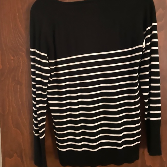 Calvin Klein women’s v-neck stripe sweater large - Picture 2 of 4